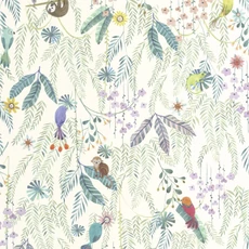 Kép 1/3 - Casadeco Trópusi mintás zöld-fehér vlies tapéta Tropical Forest Multico Fond Blanc 53 cm X 10 m