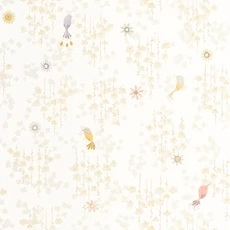 Kép 1/3 - Casadeco Apró madár mintás drapp vlies tapéta Tropical Birds Naturel 53 cm X 10 m