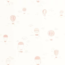 Kép 1/3 - Casadeco Hőlégballonos rózsaszín-fehér vlies tapéta Balloons In The Clouds Rose Blush 53 cm X 10 m