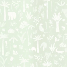 Kép 1/3 - Casadeco Állatos dzsungel mintás világoskék vlies tapéta Poetic Jungle Bleu Lagon 53 cm X 10 m