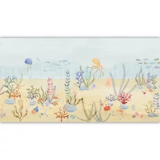 Kép 1/2 - Casadeco Óceán mintás széles vlies bordűr Ocean Floor Multico 53 cm X 4 m