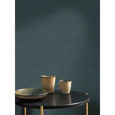 Kép 3/3 - Casadeco Elegáns halszálka mintás kék vlies tapéta Owen Bleu Petrole 53 cm X 10 m