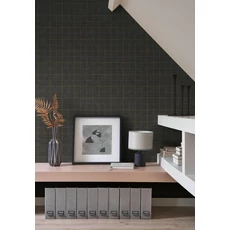 Kép 3/3 - Casadeco Kockás fekete vlies tapéta Liam Noir Fusain 53 cm X 10 m