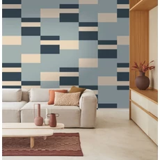 Kép 2/3 - Casadeco Csíkos modern kék vlies tapéta Mix Game Bleu 53 cm X 10 m