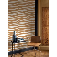 Kép 3/3 - Casadeco Modern vonal mintás barna vlies tapéta Zebra Game Camel 53 cm X 10 m
