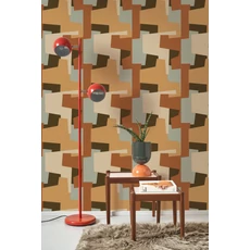 Kép 3/3 - Casadeco Absztrakt grafikai mintás vörös-barna vlies tapéta Graphic Game Terre de Sienne 53 cm X 10 m