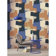 Kép 3/3 - Casadeco Absztrakt grafikai mintás kék-barna vlies tapéta Graphic Game Electrique 53 cm X 10 m