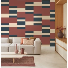 Kép 2/3 - Casadeco Csíkos modern bordó vlies tapéta Mix Game Bleu 53 cm X 10 m