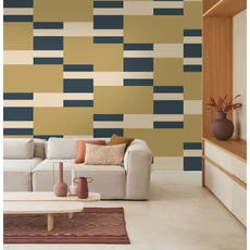 Kép 2/3 - Casadeco Csíkos modern barnás zöld vlies tapéta Mix Game Olive 53 cm X 10 m