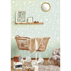 Kép 2/3 - Casadeco Állatos dzsungel mintás világoskék vlies tapéta Poetic Jungle Bleu Lagon 53 cm X 10 m