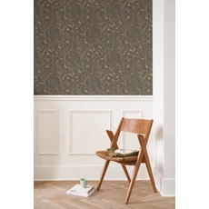 Kép 3/3 - Casadeco Mezei virág mintás sötétbarna vinyl tapéta Prairie Noir Fusain/Ocre 53 cm X 10 m