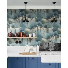 Kép 3/3 - Casadeco Modern fa mintás kék vinyl tapéta Foret Des Landes Bleu Orage 53 cm X 10 m