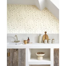 Kép 3/3 - Casadeco Mezei virág mintás fehér-bézs vinyl tapéta Prairie Lin 53 cm X 10 m