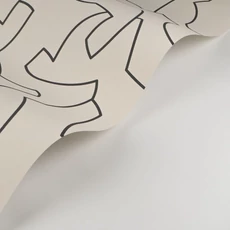 Kép 2/3 - Casasdeco Vonal mintás absztrakt fekete-bézs vlies tapéta Maze Game Noir 53 cm X 10 m