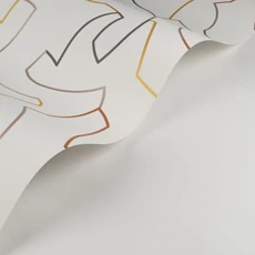 Kép 2/3 - Casasdeco Vonal mintás absztrakt aranybarna-fehér vlies tapéta Maze Game Ocre 53 cm X 10 m