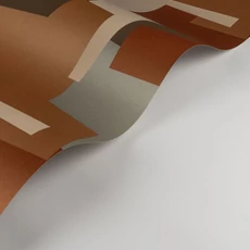 Kép 2/3 - Casadeco Absztrakt grafikai mintás vörös-barna vlies tapéta Graphic Game Terre de Sienne 53 cm X 10 m