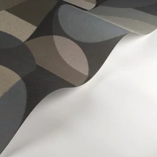 Kép 2/3 - Casadeco Kör mintás fekete vlies tapéta Abby Noir Fusain 53 cm X 10 m