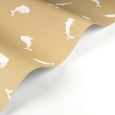 Kép 2/3 - Casadeco Bálna mintás oliva színű vlies tapéta Poetic Sea Olive 53 cm X 10 m