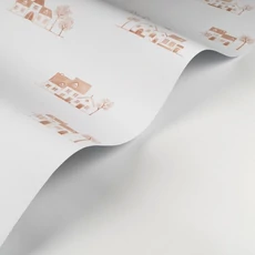 Kép 2/3 - Casadeco Házikó mintás téglavörös-fehér vlies tapéta Walk In The Village Brique 53 cm X 10 m