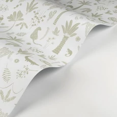 Kép 2/3 - Casadeco Állatos dzsungel mintás zöld-fehér vlies tapéta Poetic Jungle Vert feuille 53 cm X 10 m