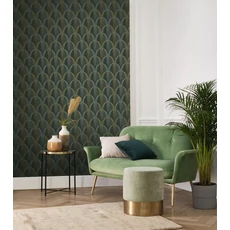 Kép 3/3 - Casadeco Geometrikus zöld vlies tapéta Entree Des Artistes Vert Taiga 53 cm X 10 m