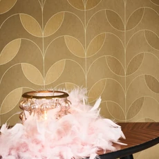 Kép 3/3 - Casadeco Elegáns sárga vlies tapéta metál fénnyel Mistinguett Mordore 53 cm X 10 m