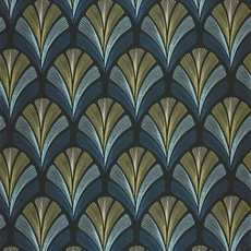 Kép 1/3 - Casadeco Elegáns Art deco sötétkék vlies tapéta Folies St James Bleu Orage 53 cm X 10 m