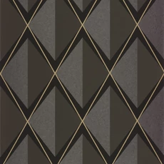 Kép 1/3 - Casadeco Sötétbarna vlies tapéta geometrikus mintával Chaplin Noir Fusain 53 cm X 10 m