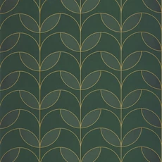Kép 1/3 - Casadeco Elegáns zöld vlies tapéta metál fénnyel Mistinguett Vert Empire 53 cm X 10 m