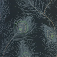 Kép 1/3 - Casadeco Pávatoll mintás sötétkék vlies tapéta Revue Bleu Petrole 53 cm X 10 m