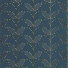 Kép 1/3 - Casadeco Elegáns kék vlies tapéta metál fénnyel Mistinguett Bleu Petrole 53 cm X 10 m