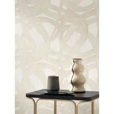 Kép 3/3 - Casadeco Hullám mintás fehér-arany vlies tapéta Shimmy Blanc Ficelle 53 cm X 10 m