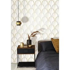 Kép 3/3 - Casadeco Geometrikus sárga-fehér vlies tapéta Entree Des Artistes Blanc Calcaire/Gris 53 cm X 10 m