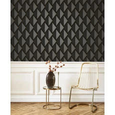 Kép 3/3 - Casadeco Sötétbarna vlies tapéta geometrikus mintával Chaplin Noir Fusain 53 cm X 10 m