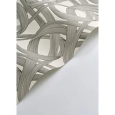 Kép 2/3 - Casadeco Hullám mintás fekete-fehér vlies tapéta Shimmy Noir Fusain Lin 53 cm X 10 m