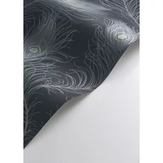 Kép 2/3 - Casadeco Pávatoll mintás sötétkék vlies tapéta Revue Bleu Petrole 53 cm X 10 m