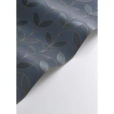 Kép 2/3 - Casadeco Elegáns kék vlies tapéta metál fénnyel Mistinguett Bleu Petrole 53 cm X 10 m