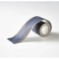 Kép 2/3 - Casadeco Vékony kék mintás vlies bordűr La Festive Bleu Petrole 5 cm X 6 m