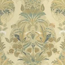 Kép 1/3 - Casadeco vintage madár mintás pisztácia színű vlies tapéta Whisper Pistache 53 cm X 10 m