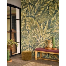 Kép 2/2 - Casadeco Levélmintás 3D hatású zöld vinyl poszter tapéta Karipuna Vert Feuille 200 cm X 2,5 m