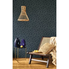 Kép 3/3 - Casadeco Kagyló mintás sötétkék vinyl tapéta Saint Malo Bleu Orage 53 cm X 10 m