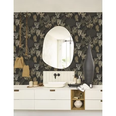Kép 3/3 - Casadeco Korall mintás sötétbarna vinyl tapéta Corail Noir Fusain 53 cm X 10 m