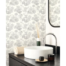 Kép 3/3 - Casadeco Korallzátony mintás fekete-fehér vinyl tapéta Cote Sauvage Gris Mouette 53 cm X 10 m