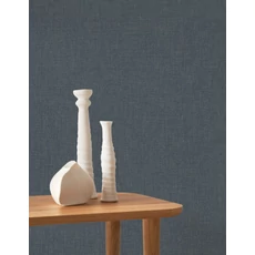 Kép 3/3 - Casadeco kék szövethatású vinyl tapéta finom metál fénnyel Caractere Bleu Orage 53 cm X 10 m