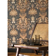 Kép 3/3 - Casadeco vintage madár mintás sötétbarna vlies tapéta Whisper Noir Fusain 53 cm X 10 m