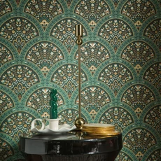 Kép 3/3 - Casadeco legyező mintás kékes zöld vlies tapéta Wallace Canopee 53 cm X 10 m