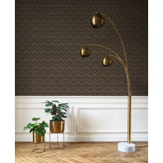 Kép 3/3 - Casadeco legyező mintás sötétbarna vlies tapéta Wallace Noir Fusaine 53 cm X 10 m