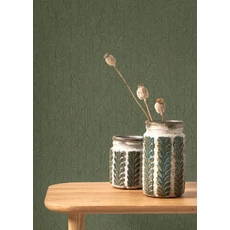 Kép 3/3 - Casadeco Modern levélmintás sötétzöld vinyl tapéta Tarrazu Vert Canopee 53 cm X 10 m
