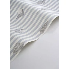 Kép 2/3 - Casadeco Kagyló mintás csíkos kék vinyl tapéta Noirmoutier Bleu Horizon 53 cm X 10 m