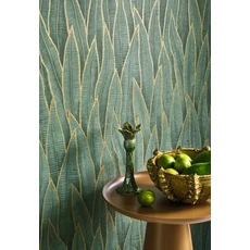 Kép 3/3 - Casadeco sötétzöld-arany szanzavéra levélmintás vlies tapéta Sansevieria Vert Foret 53 cm X 10 m